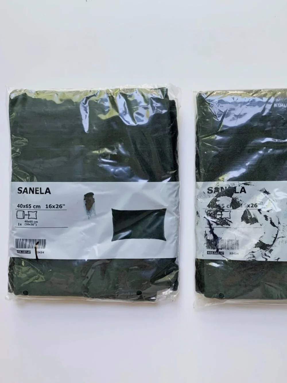 Set of 2 Ikea SANELA Pillow Covers 16 x 26 DARK GREEN Velvet Cushion 404.167.47